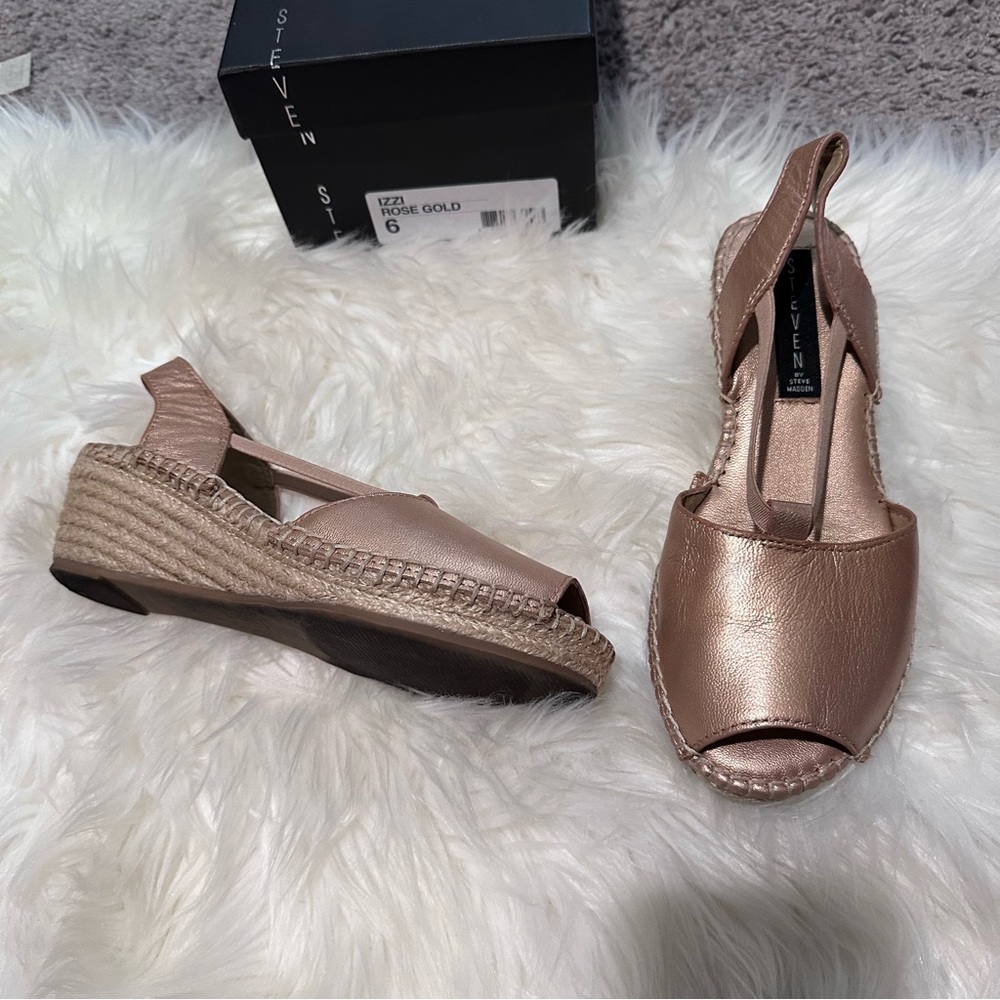 Steven by steve madden Izzi‎ rose Gold Espadrille Shoes euc